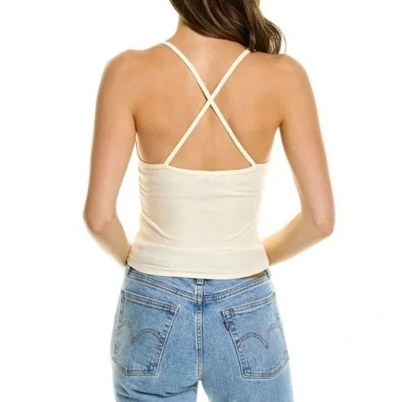 WeWoreWhat Strappy Halter Neck Tank Top In Ivory Crisscross Crop Square Neckline - Picture 4 of 8